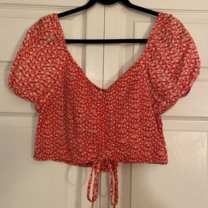 Japna Red Floral Crop Top